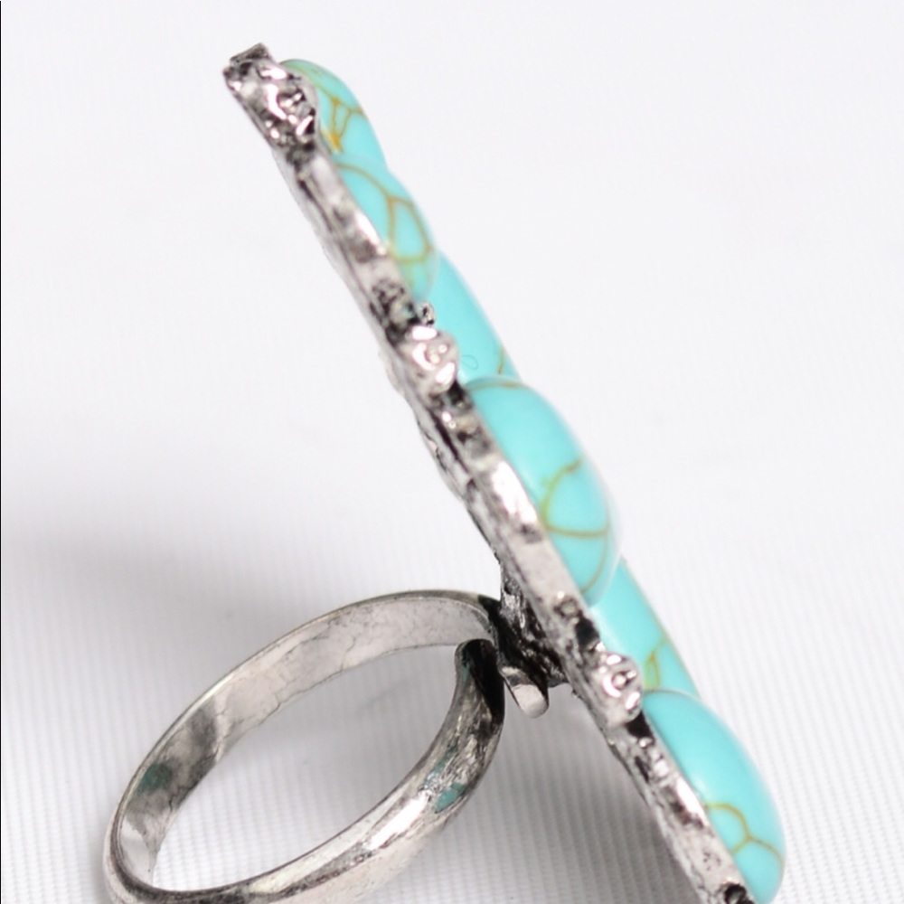 Turquoise Bloom Adjustable Ring - Picture 5 of 6